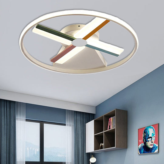 Kids Acrylic Windmill Ceiling Light - 16.5’/20.5’ W Led White Finish Flush Mount Warm/White