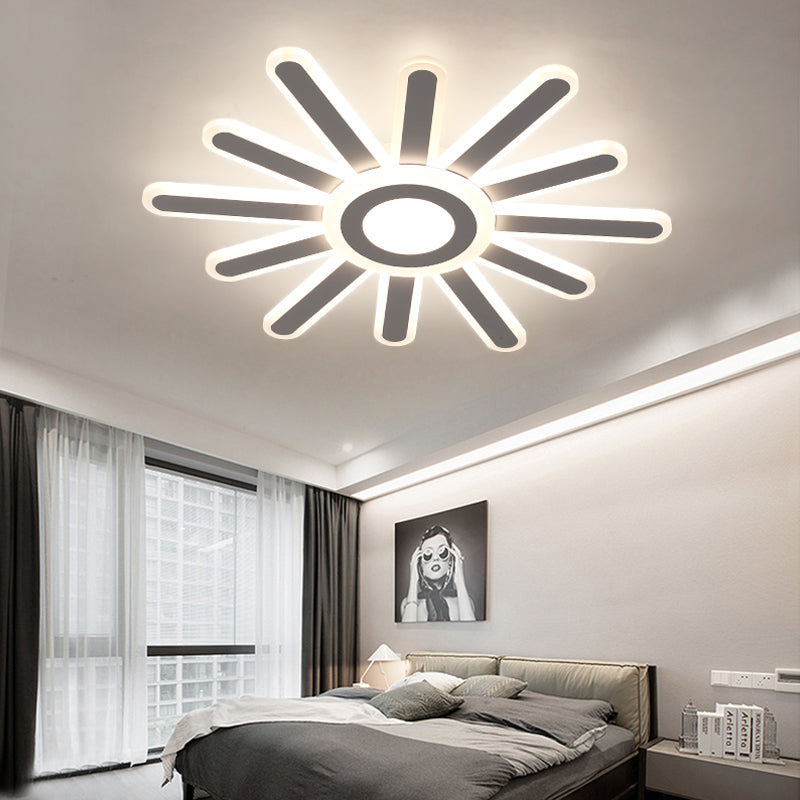 Acrylic Led Flush Mount Ceiling Light – Sun-Like Simplicity 19.5’/23.5’ Wide White - Warm/White