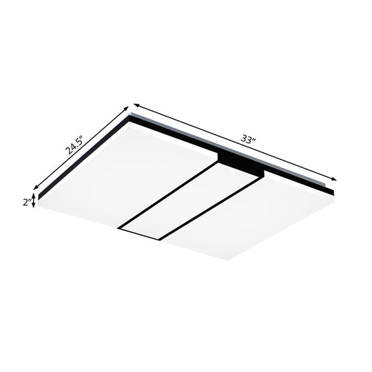 Rectangular Acrylic Ceiling Flush Mount In Warm/White Light - Minimalist Design 19’/23.5’/33’ Wide