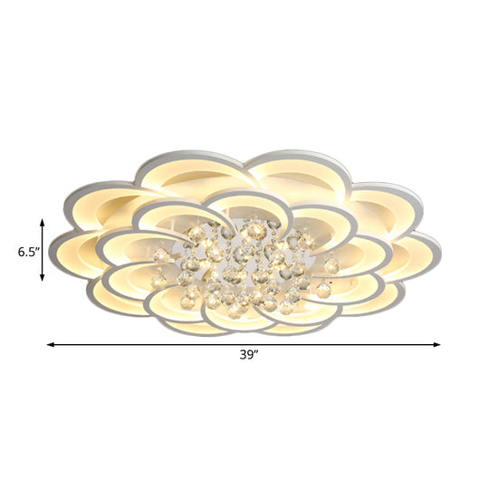 Modern Acrylic Flower Led Ceiling Light - Warm/White 20.5’/27’/31.5’ Wide For Living Room