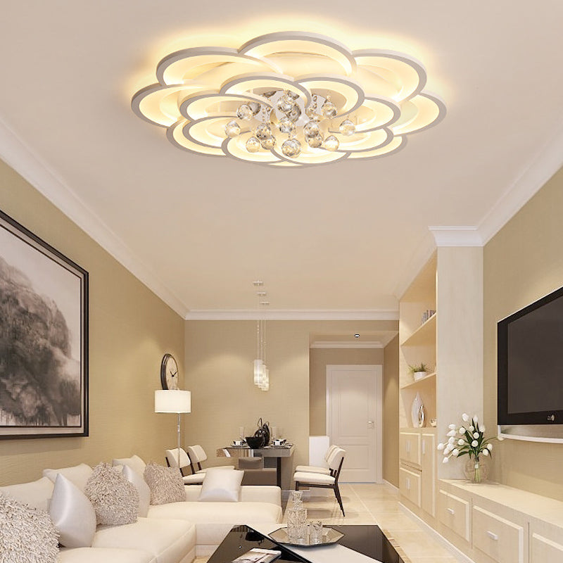 Modern Acrylic Flower Led Ceiling Light - Warm/White 20.5’/27’/31.5’ Wide For Living Room