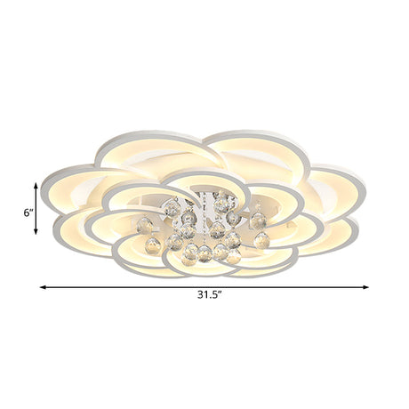 Modern Acrylic Flower Led Ceiling Light - Warm/White 20.5/27/31.5 Wide For Living Room