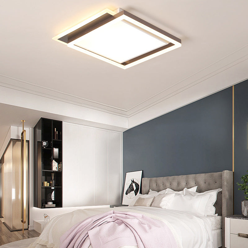Modern Acrylic Brown Led Flush Light For Bedroom Ceiling - 16/19.5/35.5 Width In Warm/White / 16