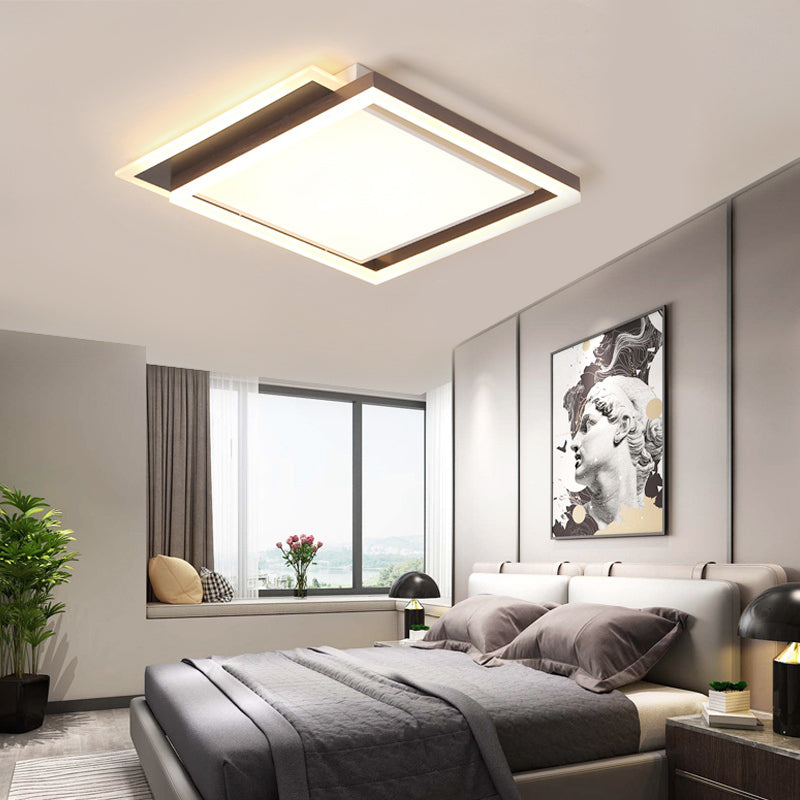Modern Acrylic Brown Led Flush Light For Bedroom Ceiling - 16/19.5/35.5 Width In Warm/White
