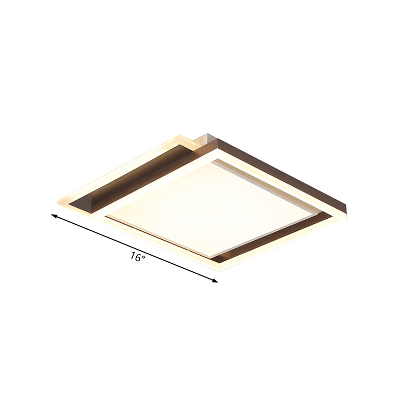 Modern Acrylic Brown Led Flush Light For Bedroom Ceiling - 16’/19.5’/35.5’ Width In Warm/White