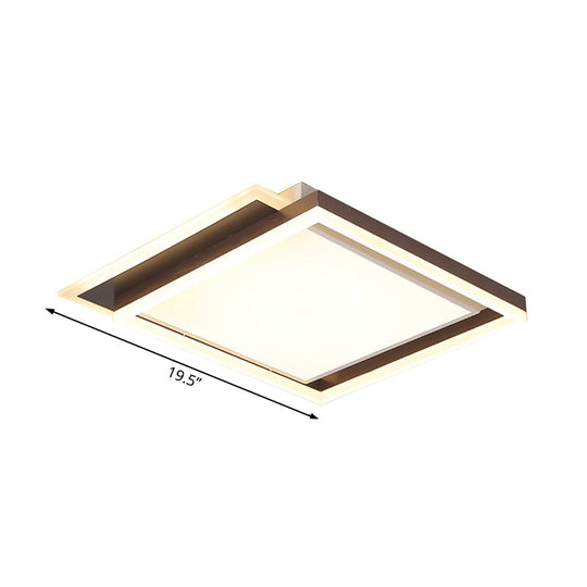 Modern Acrylic Brown Led Flush Light For Bedroom Ceiling - 16/19.5/35.5 Width In Warm/White