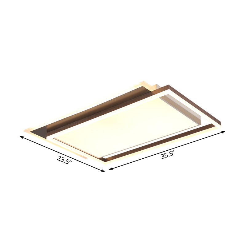 Modern Acrylic Brown Led Flush Light For Bedroom Ceiling - 16’/19.5’/35.5’ Width In Warm/White