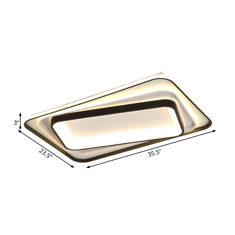 Simple Black Flush Mount Acrylic Ceiling Light For Bedroom - Rectangular/Square 19.5’/35.5’