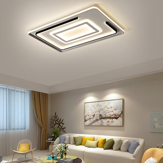 Modern Acrylic Rectangular Led Ceiling Lamp For Living Room - Warm/White Light 18’/21.5’/35.5’ Wide