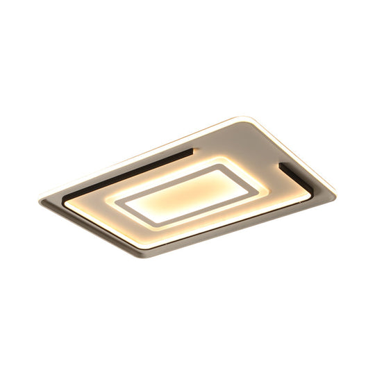 Modern Acrylic Rectangular Led Ceiling Lamp For Living Room - Warm/White Light 18/21.5/35.5 Wide