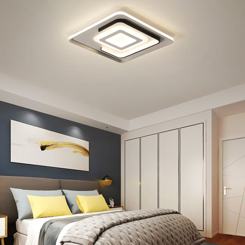 Modern Acrylic Rectangular Led Ceiling Lamp For Living Room - Warm/White Light 18/21.5/35.5 Wide