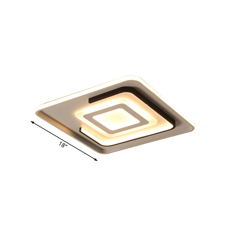 Modern Acrylic Rectangular Led Ceiling Lamp For Living Room - Warm/White Light 18/21.5/35.5 Wide