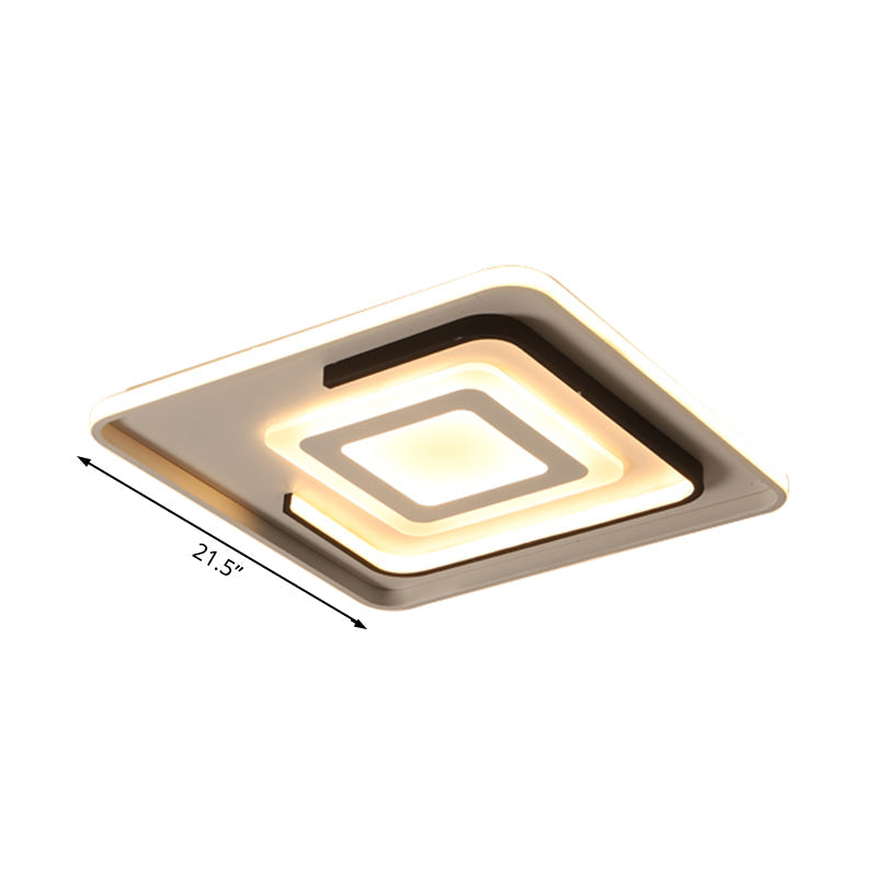 Modern Acrylic Rectangular Led Ceiling Lamp For Living Room - Warm/White Light 18’/21.5’/35.5’ Wide
