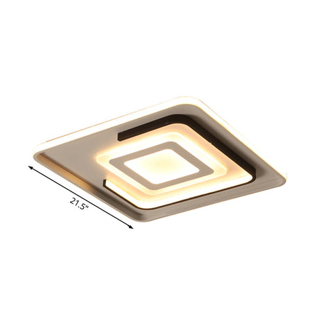 Modern Acrylic Rectangular Led Ceiling Lamp For Living Room - Warm/White Light 18/21.5/35.5 Wide