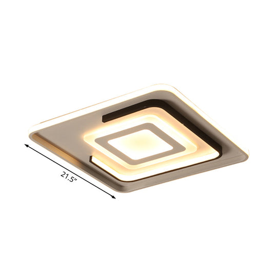 Modern Acrylic Rectangular Led Ceiling Lamp For Living Room - Warm/White Light 18/21.5/35.5 Wide
