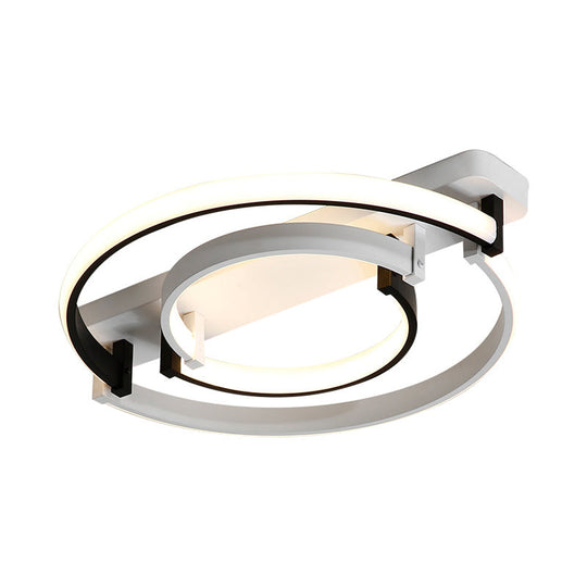 Sleek Acrylic Led Bedroom Ceiling Lamp In Warm/White Light - Black/White Flush Mount Various Sizes