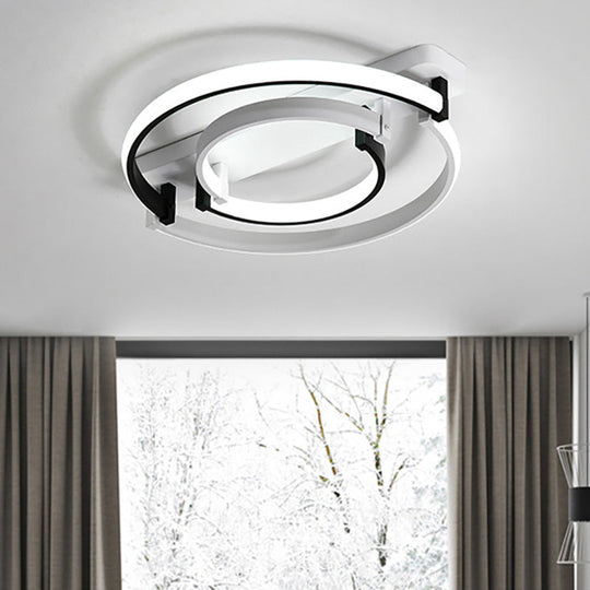 Sleek Acrylic Led Bedroom Ceiling Lamp In Warm/White Light - Black/White Flush Mount Various Sizes