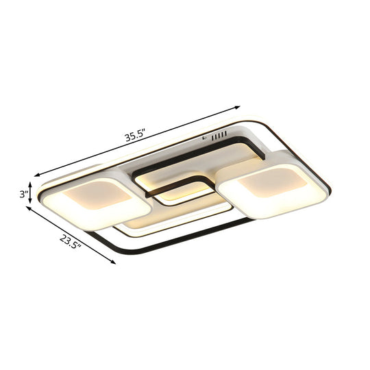 Modern Led Flush Ceiling Light In White Acrylic - Round/Square/Rectangular Shape Warm/White Mounted