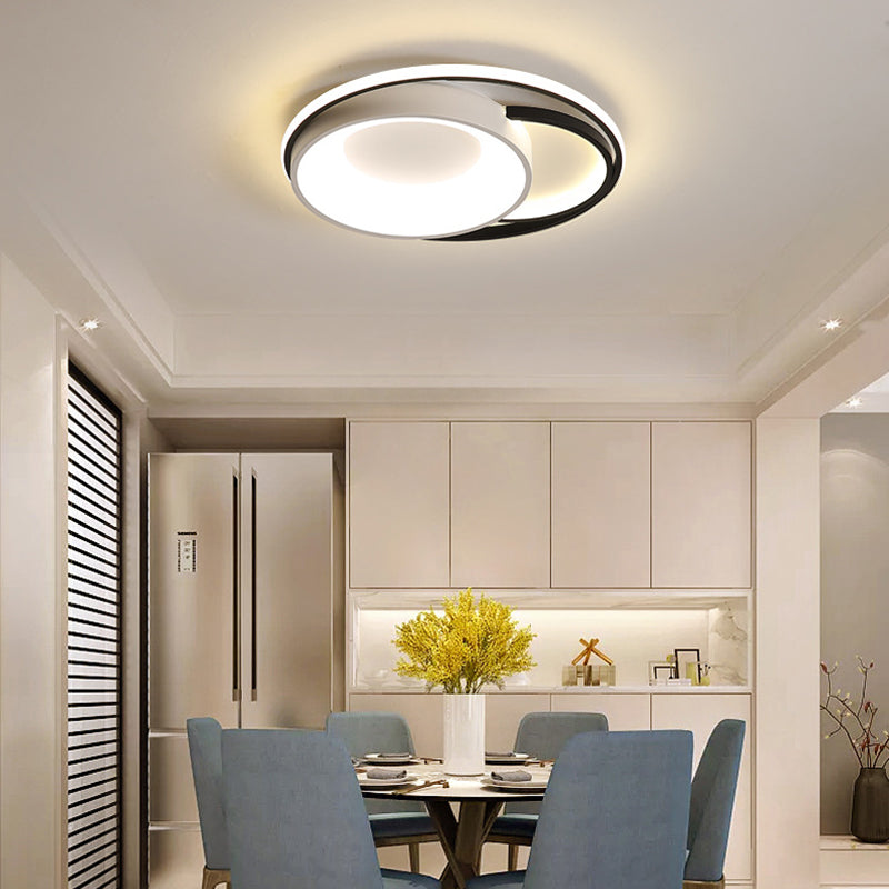 Modern Led Flush Ceiling Light In White Acrylic - Round/Square/Rectangular Shape Warm/White Mounted