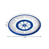 Kids Blue Round Ceiling Light With Rudder Design And Led Acrylic - 18/23.5 Wide In Warm/White