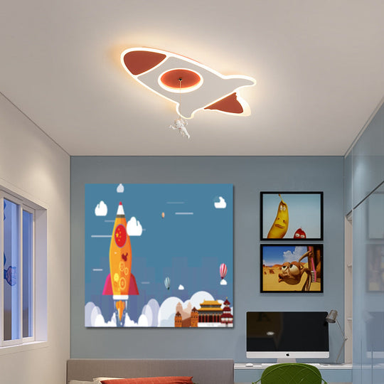 Stylish Rocket Ceiling Led Lamp - Cartoon Design 14’/16.5’ W Flush Mount Warm/White Light