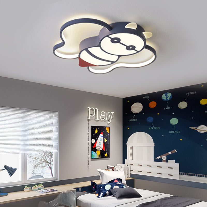 Kids Bee Design Led Ceiling Lamp - Blue Flush Mount Lighting For Children’s Room Acrylic
