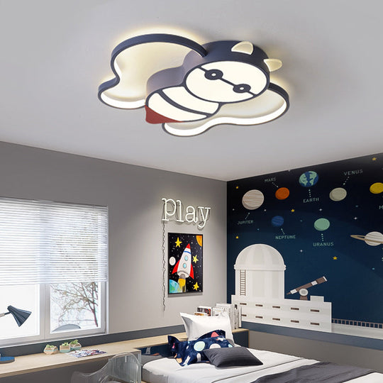 Kids Bee Design Led Ceiling Lamp - Blue Flush Mount Lighting For Children’s Room Acrylic