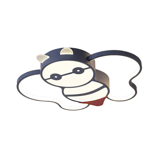 Kids Bee Design Led Ceiling Lamp - Blue Flush Mount Lighting For Children’s Room Acrylic