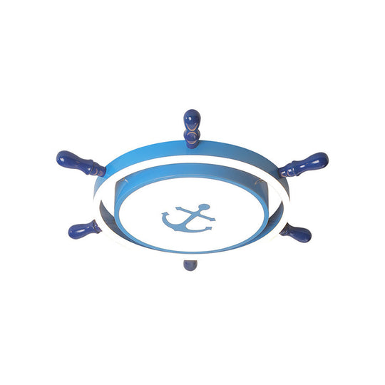 Children’s Led Flush Mount Ceiling Light - Metallic Rudder Design