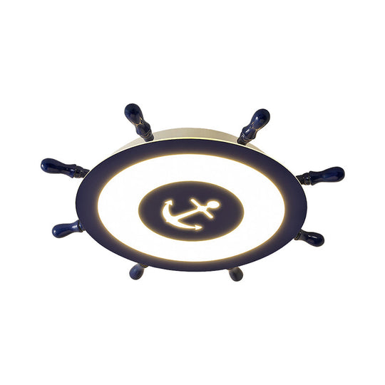 Contemporary Blue Led Flush Ceiling Light For Child’s Room - Resin Rudder Design