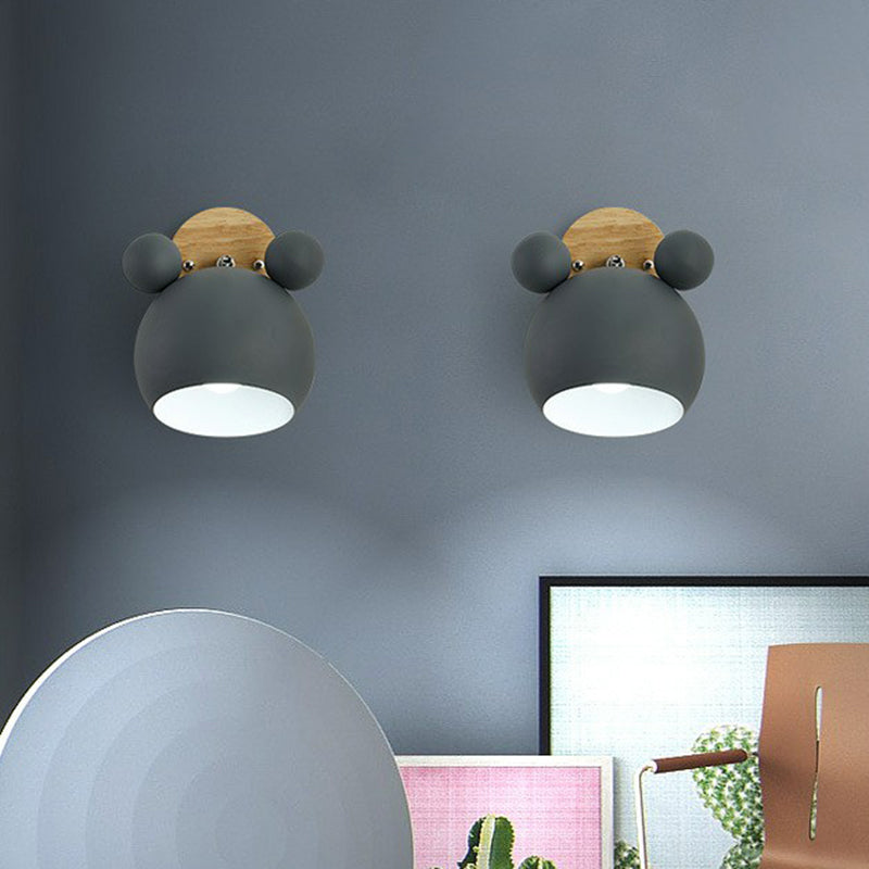 Minimalistic Metallic Bear Head Bedroom Wall Sconce Light