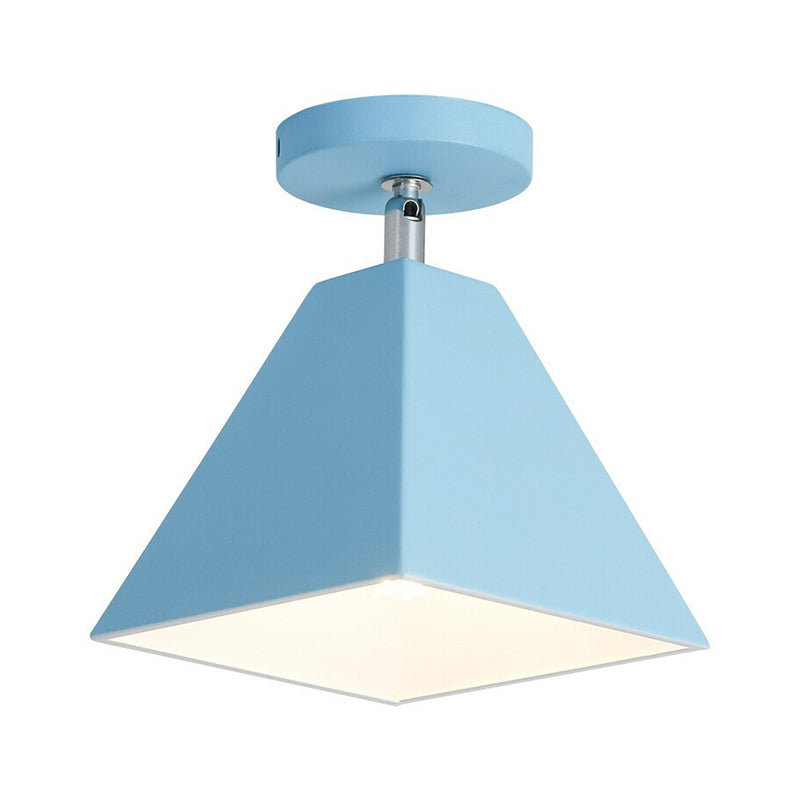 Modern Trapezoid Semi Flush Mount Ceiling Light - Single - Bulb Corridor Fixture