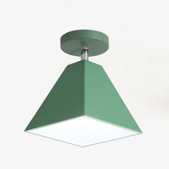 Modern Trapezoid Semi Flush Mount Ceiling Light - Single - Bulb Corridor Fixture