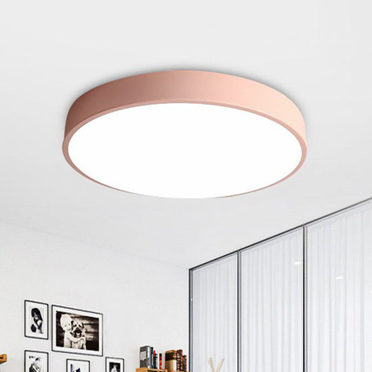 Modern Led Flush Mount Ceiling Light For Minimalist Bedrooms Pink / 12 White