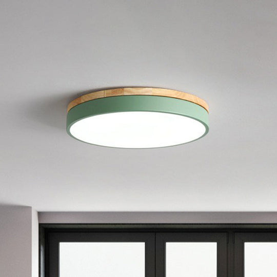 Sleek Led Circle Flush Mount Bedroom Lighting With Acrylic Shade Green / 12