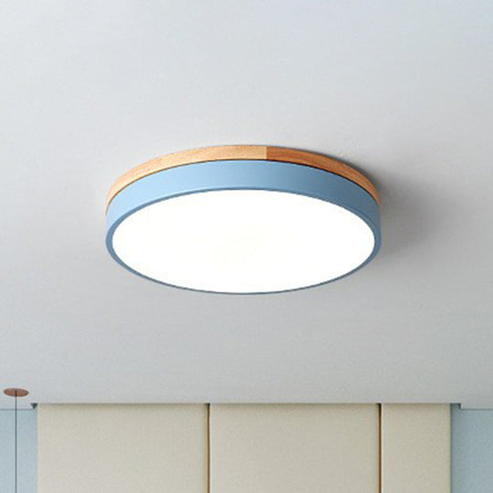 Sleek Led Circle Flush Mount Bedroom Lighting With Acrylic Shade Blue / 12’