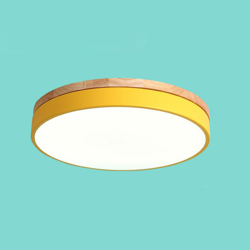 Sleek Led Circle Flush Mount Bedroom Lighting With Acrylic Shade Yellow / 12