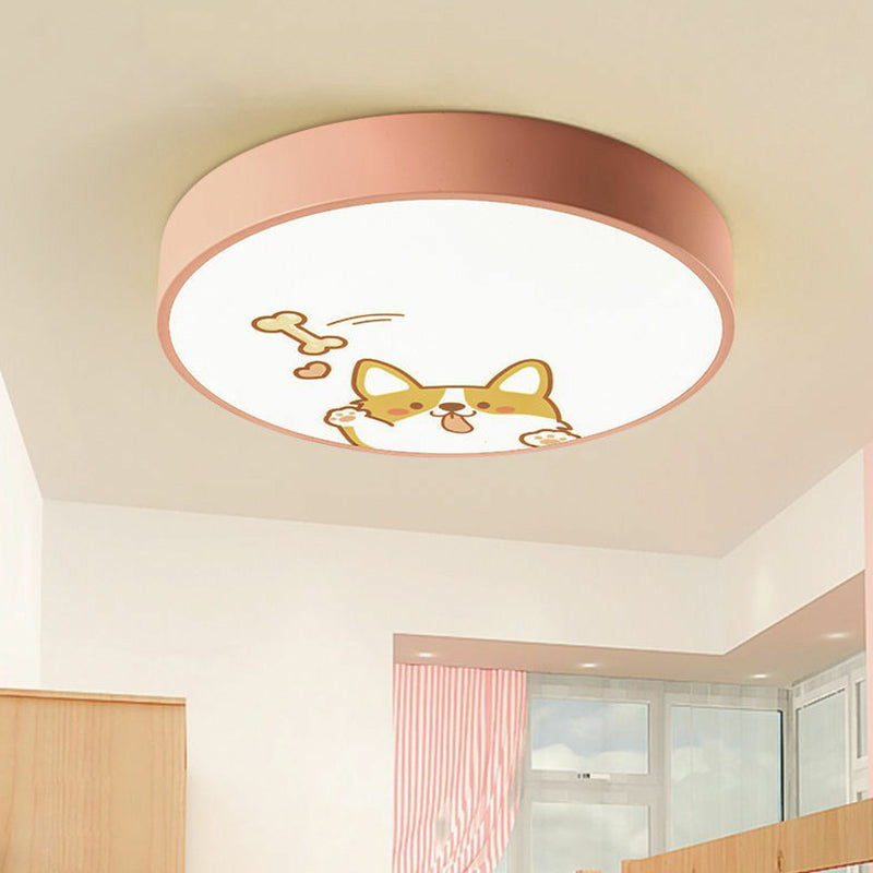 Fun Cartoon Pattern Led Flush Mount Ceiling Light For Kids’ Bedrooms Pink / Small White