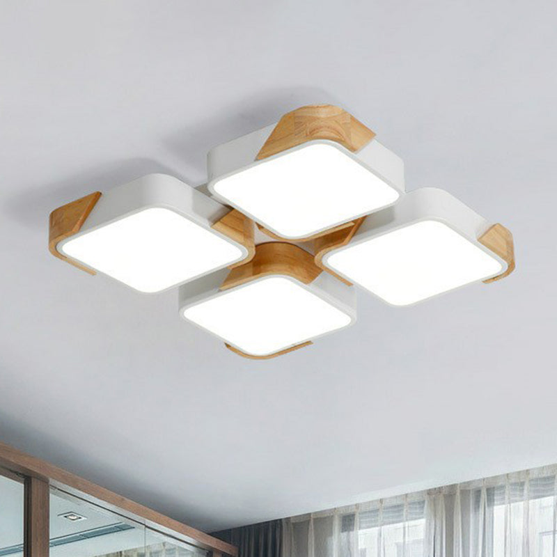 Nordic Splicing Flush Mount Led Ceiling Light For Living Room Acrylic Design White / Square