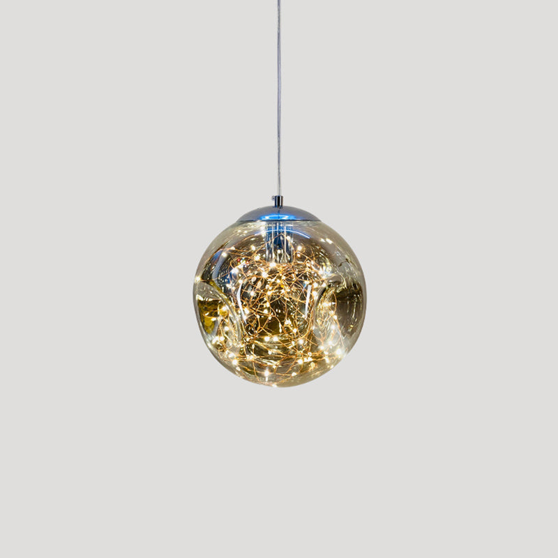Sleek Geometric Led Pendant Light With Clear Glass Shade Ideal For Bedroom Ambiance And Starry