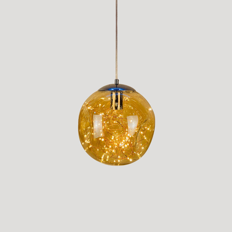 Sleek Geometric Led Pendant Light With Clear Glass Shade Ideal For Bedroom Ambiance And Starry