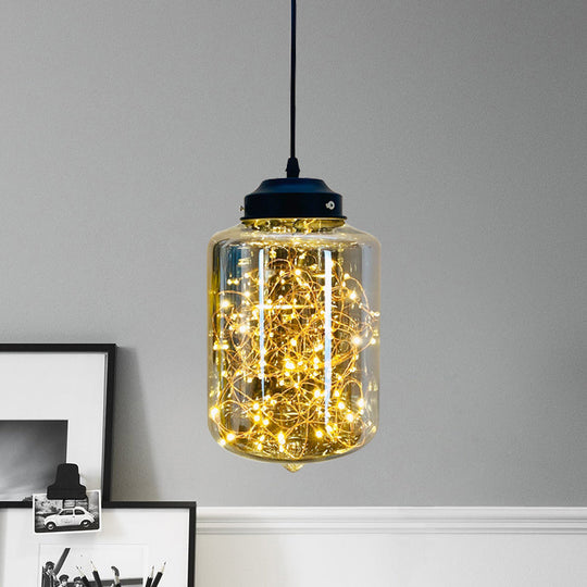 Sleek Geometric Led Pendant Light With Clear Glass Shade Ideal For Bedroom Ambiance And Starry