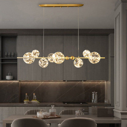 Modern Led Chandelier Pendant Light With Ball Shaped Clear Glass Gold; Perfect For Dining Rooms 8 /