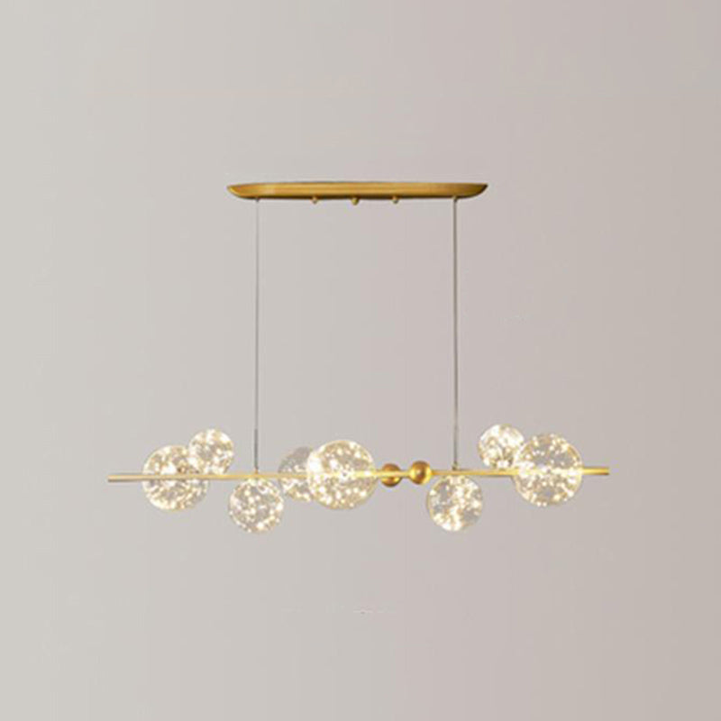 Modern Led Chandelier Pendant Light With Ball Shaped Clear Glass Gold; Perfect For Dining Rooms