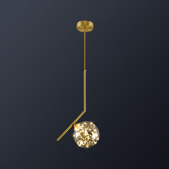 Modern Globe Glass Pendant Light For Bedroom Led Hanging Ceiling Fixture In Brass