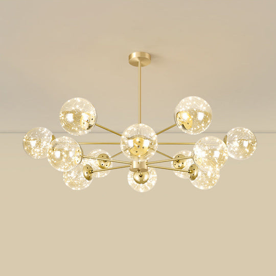 Modern Metallic Globe Led Chandelier Light In Gold
