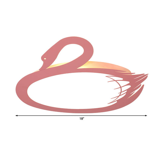 Led Flush Mount Lighting: Pink Swan Ceiling Fixture With Acrylic Shade In Modern Style & Warm/White