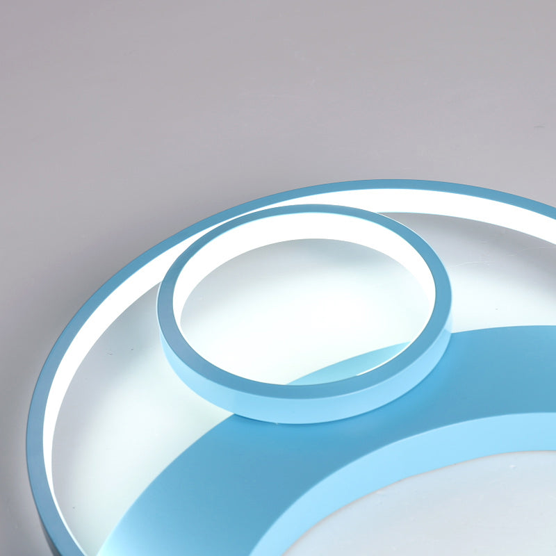 16/19.5 Bear Shaped Ceiling Light For Kids Bedroom - Led Silicone Flush Mount Lamp In Blue/Pink