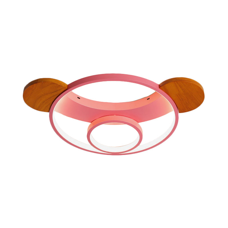 16’/19.5’ Bear Shaped Ceiling Light For Kids Bedroom - Led Silicone Flush Mount Lamp In