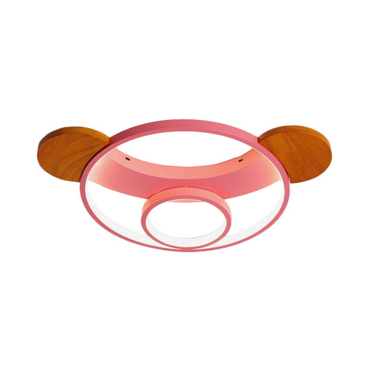 16’/19.5’ Bear Shaped Ceiling Light For Kids Bedroom - Led Silicone Flush Mount Lamp In